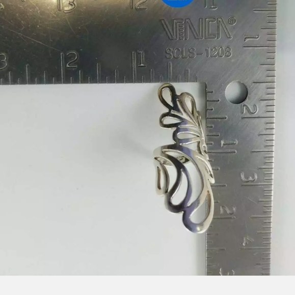 Scroll sterling silver ring. .925 laser cut ring. Long. VINTAGE EXCELLENT - Picture 8 of 14